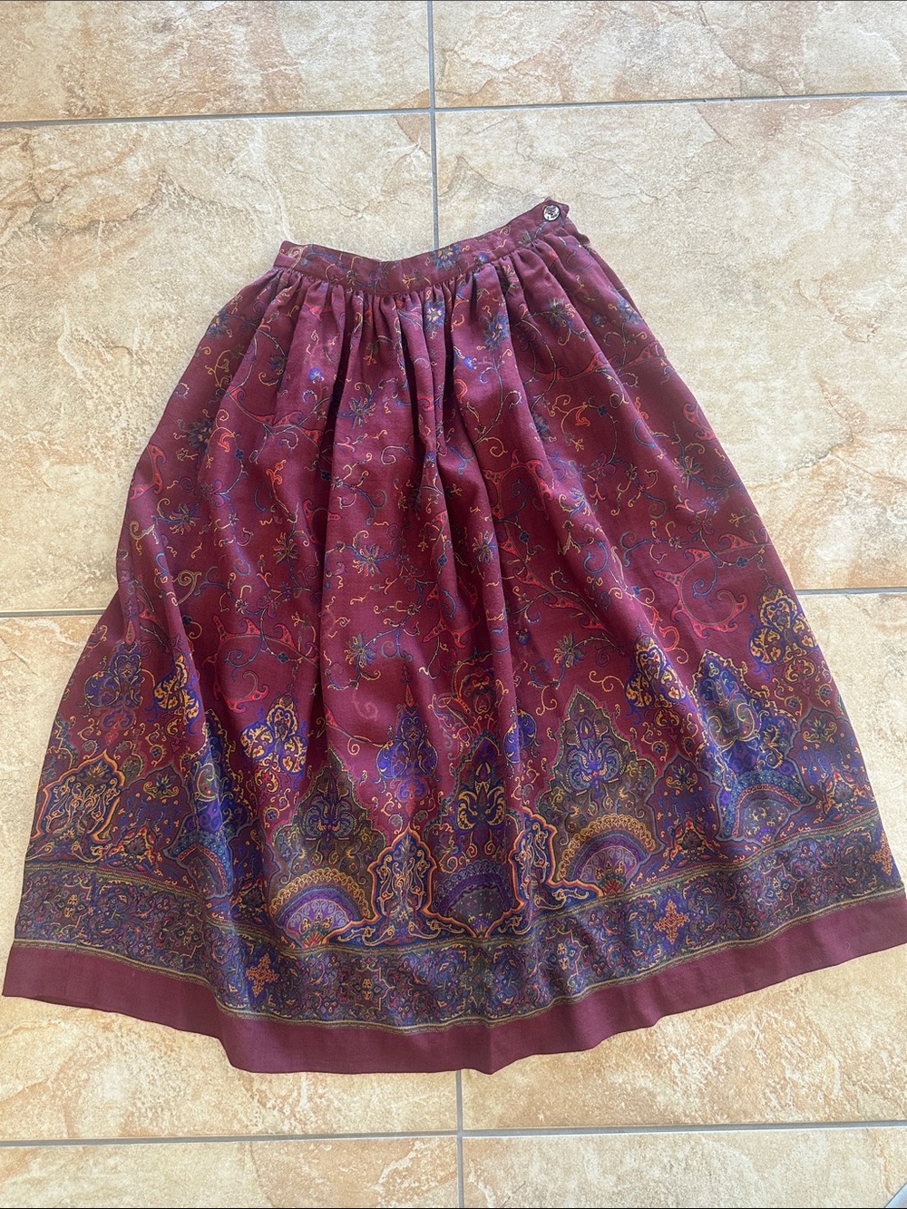 Ralph Lauren blue label paisley skirt vintage 90s A-line pleated size 4 small